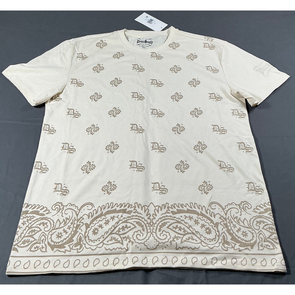 Dogg Supply Snoop Dogg Mens T-Shirt M Natural‎ Paisley Monogram DS35SK146W NWT